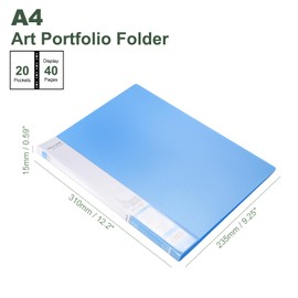 M&G 20-Pocket Binder with PP Plastic Sleeves A4(Blue), Art Portfolio Folder with Clear Sheet Protectors, Display 40 Pages for Organizing Documents, 310x235x15mm