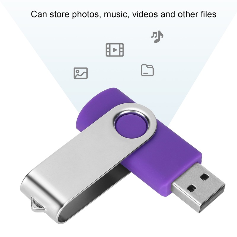 USB Flash Drive Candy Purple Rotatable Portable Storage Memory Stick