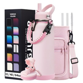 32 OZ Water Bottles with Straw, Storage Carrier Bag, Paracord Handle & Chug Lid, BPA-free Vacuum Insulated Water Bottle 32oz, Keep Cold 48Hrs & Hot 24Hrs, Stainless Steel Hydro Sports Office Travel