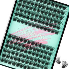 Wispy Lash Clusters Eyelash Extensions 144pcs Individual Lashes Cluster 12mm D Curl Fake Eyelash with Thin Band DIY Cluster Lashes At Home For Beginners (D-12mm)