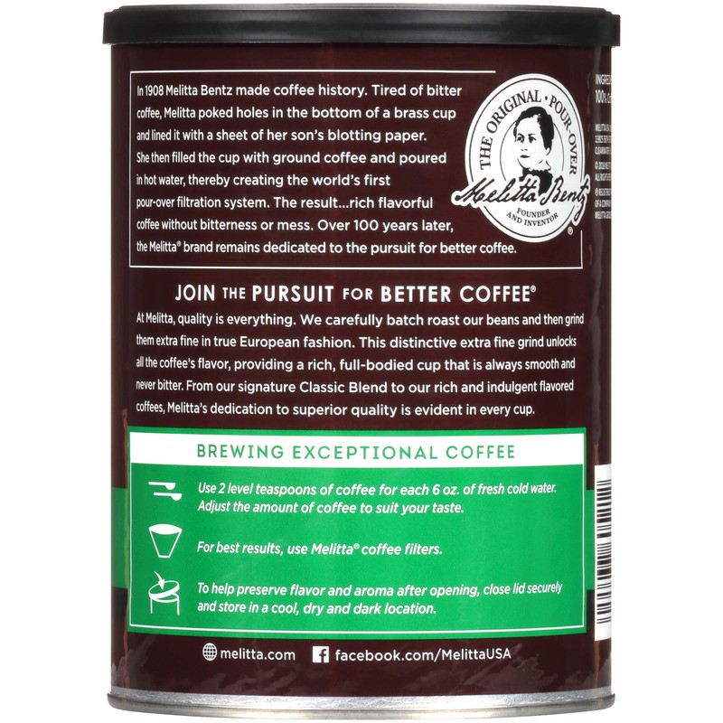 Melitta Classic Decaf Coffee, Medium Roast, Extra Fine Grind, 10.5