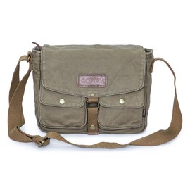 Gootium Canvas Messenger Bag - Vintage Crossbody Shoulder Bag Military Satchel - Color: Brownish Green