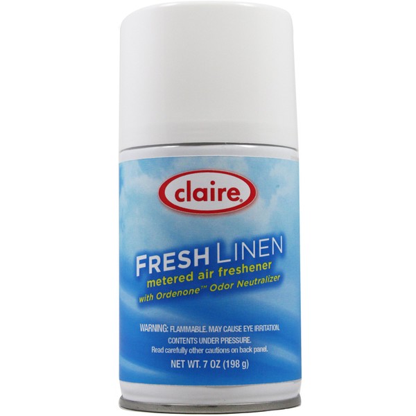 Claire C-110 7 Oz. Fresh Linen Metered Air Freshener Aerosol Can (Case of 12)