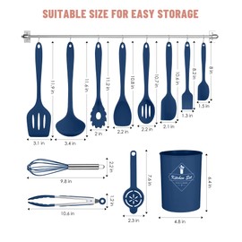 Kitchen Utensils Set-12 Pieces Silicone Cooking Utensils Set (Dishwasher Safe) 392°F Heat Resistant Spatula Set,Kitchen Utensil Set for Nonstick Cookware,Best Kitchen Tools with Holder
