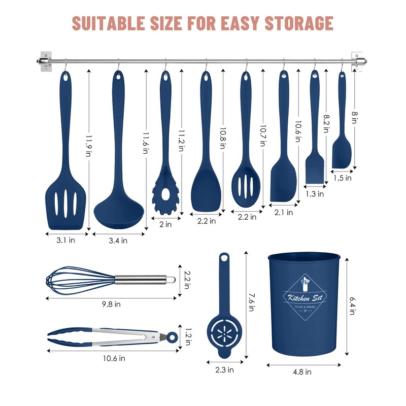 Kitchen Utensils Set-12 Pieces Silicone Cooking Utensils Set (Dishwasher Safe)