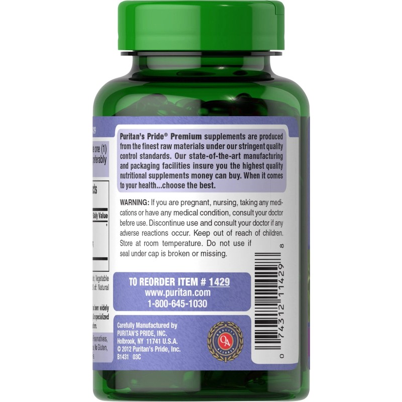 Puritan's Pride Bilberry Supplement 180 Count 1000mg Antioxidant Gluten Free