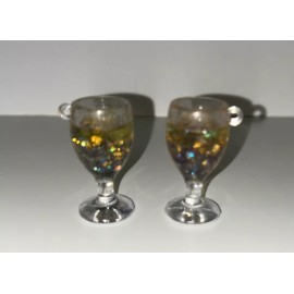 Resin Glitter Filled Wine Glass Charms Set Of 2