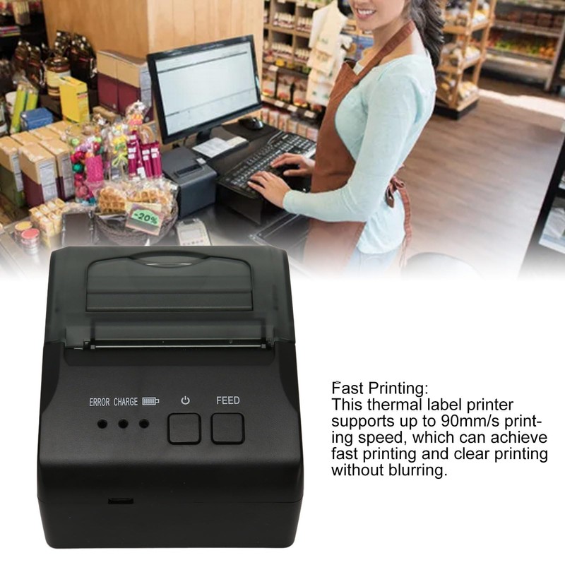 POS Printer, 5810DD 58MM BT Thermal Receipt Printer, 90mm/s High