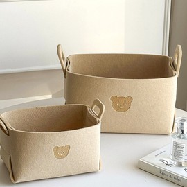 Fabric Storage Basket for Towels, Toys, and Bedding - Non-woven Felt Basket Small 2ea