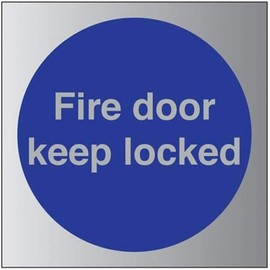 VSafety Fire door keep locked Sign - 150mm x 150mm - 1.6mm Alu Rigid Plastic
