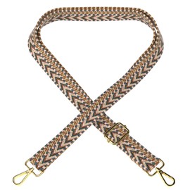 EAZY CASE - Adjustable Bag Strap, Replacement Strap for Handbags, Shoulder Strap for Shoulder Bags, Thin Strap for Bags and Tote Bags, DIY Bag Strap, Zig Zag - Brown Metal Gold