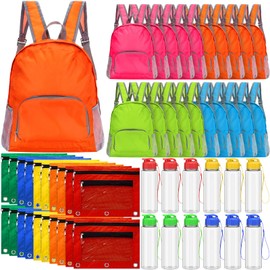 Bulyoou 60 Pcs Back to School Supplies with Backpacks Water Bottle Pencil Pouch Bulk School Backpack Donate Set for School(Novel)