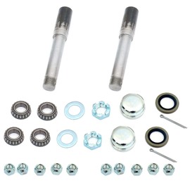 FKG Trailer Hub Spindle Kit 5 Bolt on 4.5 Inch Circle 5-4.5" Bolt Circle Hub Fit for 2,000 lb. axles with 1" Straight Spindle, Set of 2