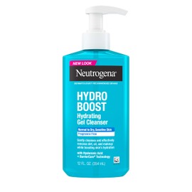 NEUTROGENA Hydro Boost Face Wash, Fragrance Free, Hydrating Facial Cleanser with Hyaluronic Acid, Daily Foaming Face Wash & Makeup Remover, Hypoallergenic Gel Cleanser, 12 fl. oz