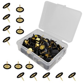 100 Pcs Drawing Pins, Metal Flat Push Pins, Thumb Tacks, Round Head Drawing Pins with Storage Box for Map, Photo Wall, Office, Corkboards (Black, 100)