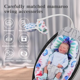 Mamaroo Newborn Insert and 3Pcs Mamaroo Replacement Toy Balls, Breathable Reversible Mamaroo Infant Insert Compatible with 4moms Mamaroo & RockaRoo, Head & Body Support, Machine Washable (White)