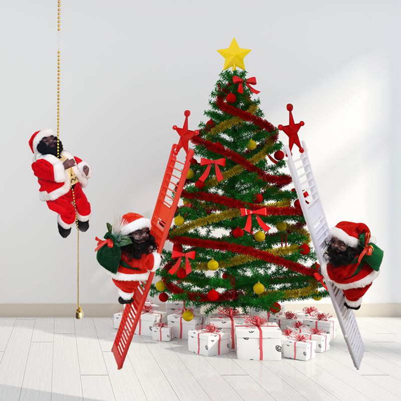 Climbing Ladder Sant Red White Golden Electric Santa Climbing Ladder