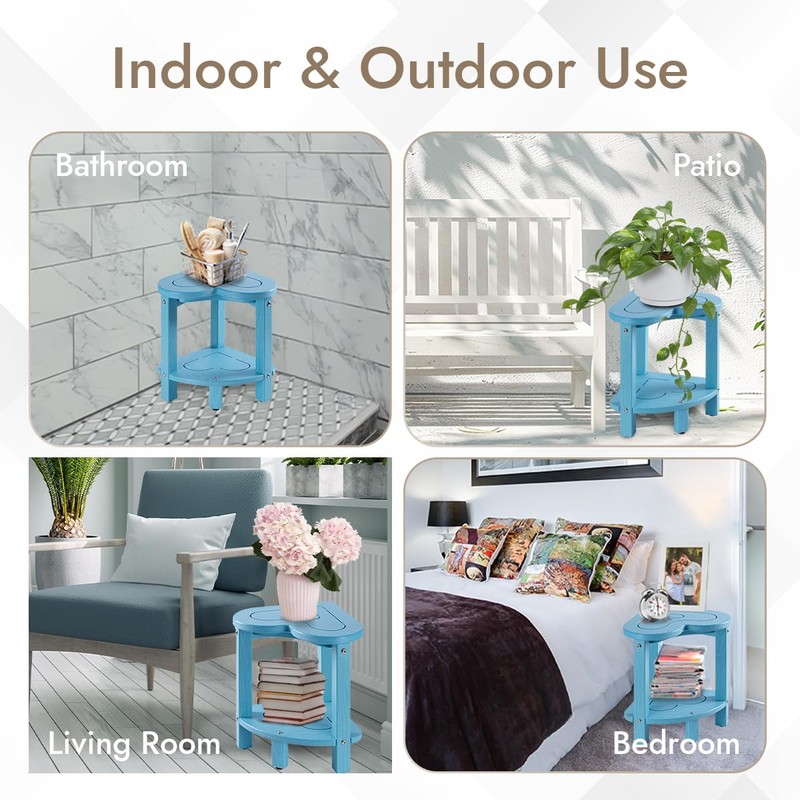 UHA Corner Shower Stool for Shaving Legs， HDPE Waterproof Bathroom