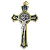 Gold Saint Benedict Cross with Blue Enamel, Crucifix serves as