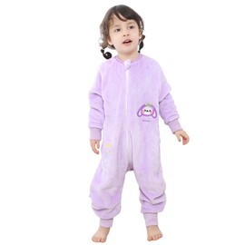 HAHASHOW Baby Winter Sleeping Sack with Feet, Unisex Long Sleeve Toddler Sleeping Bag, Flannel Early Walker Sleeping Sack, 9-18Months, Purple