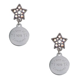 Delight Jewelry Stainless Steel Disc Class of 2023 Midnight Dream Big Star Post Earrings