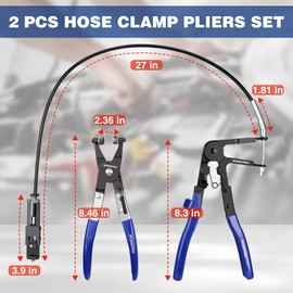 WORKPRO 2-Piece Hose Clamp Pliers Set, 27" Flexible Hose Clamp Plier and Flat Band Hose Clamp Pliers, Hose Clamp Removal Tool for Car Coolant Hose and Water Pipe