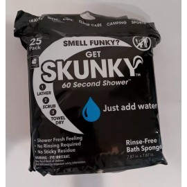 Skunky No Rinse Bathing Wipes, Cleans Without a Shower, Fast & Easy, 25 Count