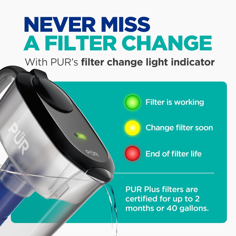 PUR Plus 11-Cup Water Pitcher, 1 Lead-Reducing Filter, Cleaner, Great-tasting