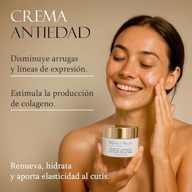 MARIE D' ARGAN Crema Facial Oro De Día 50g, Hidrata, Ilumina Y Reafirma, Reduce Arrugas Y Líneas De Expresión, Con Oro 24K, Péptidos Y Escualeno, Text