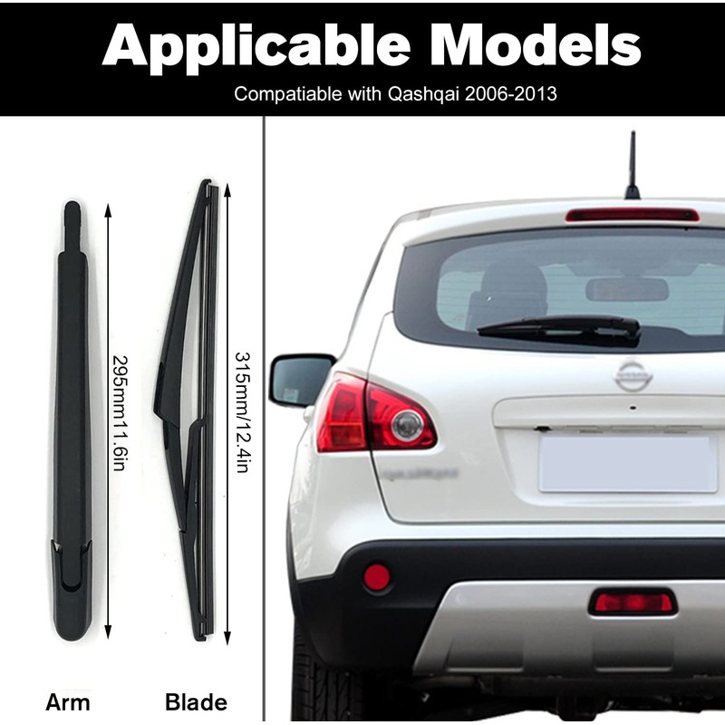 Ruolin Car Rear Windscreen Wiper, Black, Replacement Rear Wiper Arm