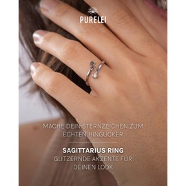 Purelei® Star Sign Ring, Waterproof Women's Ring Made of Durable Stainless Steel, Adjustable Rings from Size 50 to 60, Fashion Jewellery for Your Individual Look, Gemstone, Zircon gemstone.