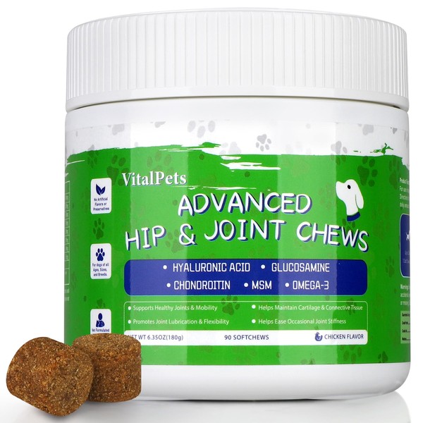 Advanced Hip and Joint Supplements for Dogs with Glucosamine, Chondroitin,