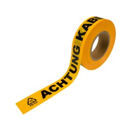 PROlac Beschriftungen Road Warning Tape 75 m Length x 40 mm Width – Warning Cable Black/Yellow Track Tape Warning Tape Underground Cable