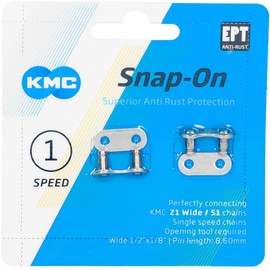 KMC Snap-On EPT Single Speed Chain Joining Links, Dark Silver, Wide (1/8")