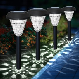 Springwind 8 Pack Solar Lights Outdoor Super Bright Garden Pathway Light with Upgrade 600MAH Battery, Landscape Lighting for Yard Lawn Walkway Driveway, White Light
