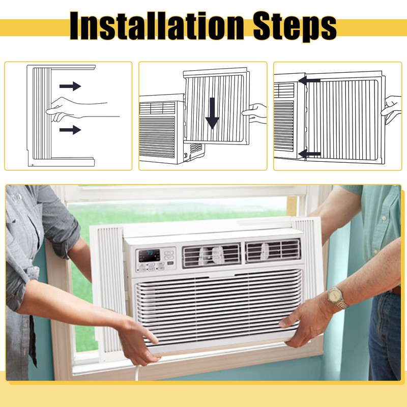 Powrocket Window AC Side Panel with Frame Set,Air Conditioner Accordion