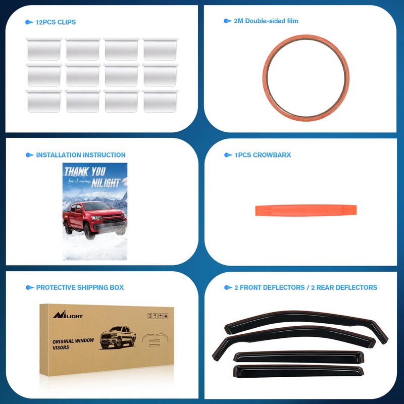 Nilight in Channel Rain Guards for Nissan Rogue S SV