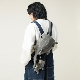 BlingKicks Whale Shark Zoo Trendy Kawaii Crossbody Canvas Bag for Adults With Shark Pins and Accessories Ita Bag Backpack (Grey)