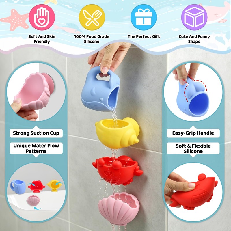 11 Pezzi Giocattoli da Bagno Bambini,Giocattoli da Bagno Galleggianti a
