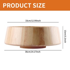 Xnqelerate Wooden Fruit Bowl, Round Serving Bowl for Fruit or Salads, with Feet, 36 cm Natural Wood Bowl, Decorative Wooden Bowl, Fruit Bowl, Display Bowl for Home, Kitchen