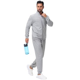 JWM Men's Cotton Sweatsuits - Full Zip Sweat Shirts & Jogging Track Athletic Running Loungewear Casual Suits 2 Piece Set