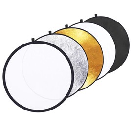 Foto&Tech Portable 43" 110cm 5-in-1 Silver/Gold/Black/White/Translucent Collapsible Round Multi Disc Photographic Light Reflector in Carry Bag - for Studio or Any Photography Situation