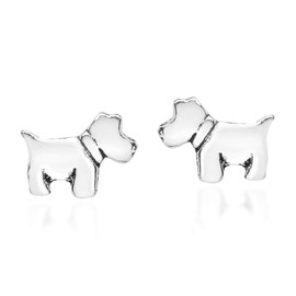 Cute Little Dog .925 Sterling Silver Stud Earrings