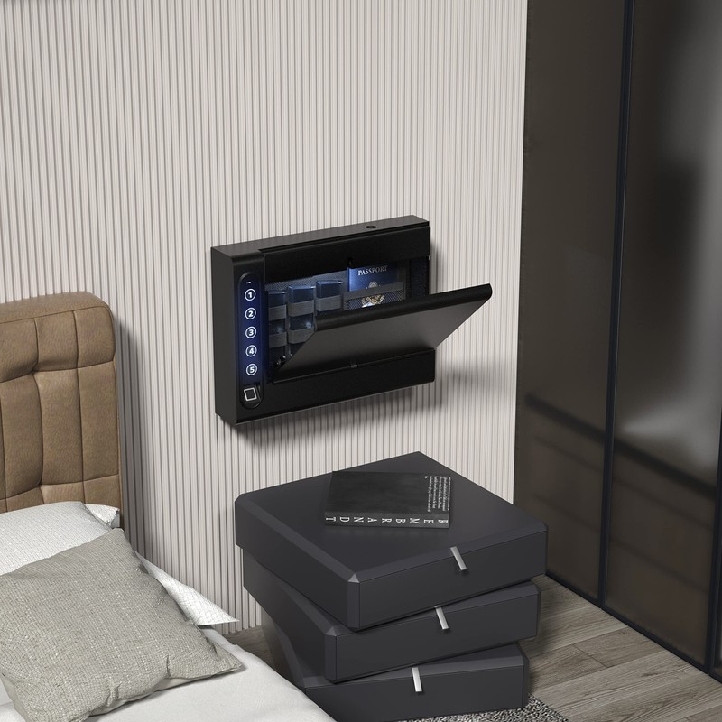 XDeer Biometric Wall Safe without Gas Strut for Quick Access,