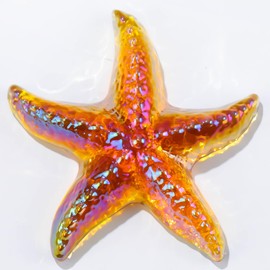 Arikyrist 2.75in. Hand Blown Glass Orange Starfish Birthday Christmas for Women Girlfriend, Handmade Cute Star Fish Figurine for Home Office Decoration