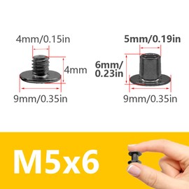 Hocansen 50 Set Chicago Screws M5x6mm Leather Screw Nail Rivet Chicago Bolts Button Metal Binding Screws Posts Round Flat Head Stud Screw for Leather Craft and Bookbinding (Gunmetal/M5x6mm)