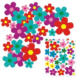 Aufkleber-Set Blumen 70 Blümchen, Sommer Blumen Auto Sticker, Flower-Power Sticker, Wasserfeste Sticker Outdoor, Mehrfarbig bunt, Blumen für Küche, Bad, Auto, Koffer, Laptop, Aufkleber Fahrrad, Roller
