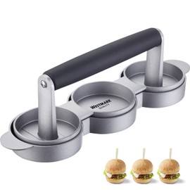 Westmark Mini hamburger maker, shapes 3 mini patties (diameter: approx. 6.5 cm) at the same time, aluminium/plastic, trio, silver/black, 62232260