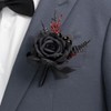 JHCYULUO Black Wrist Corsage and Boutonniere Set for Wedding Artificial