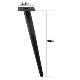 ALXEH Oblique Furniture Leg 30 Inch, Slant Tapered Metal Coffee Table Legs 4pcs, Mid Century Modern Sofa Cabinet Feet Black for Home DIY Project